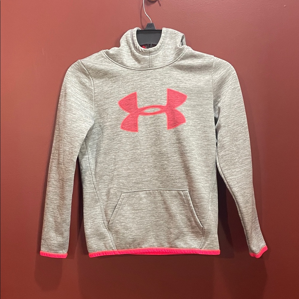 Under Armour Storm Gray Pullover with Pink Logo Trim